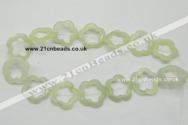 CFG36 15.5 inches 30mm carved flower green jade beads