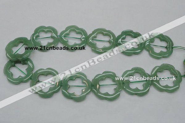 CFG40 15.5 inches 35mm carved flower green aventurine jade beads