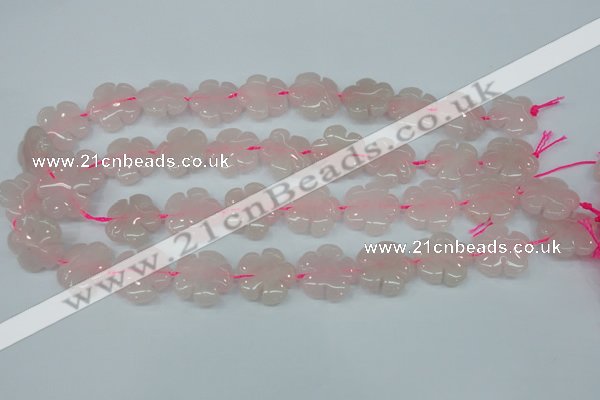 CFG450 15.5 inches 20mm carved flower rose quartz beads