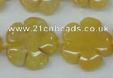 CFG458 15.5 inches 24mm carved flower yellow jade beads