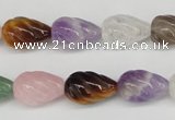 CFG51 15.5 inches 10*16mm carved teardrop mixed gemstone beads