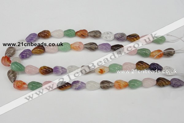 CFG51 15.5 inches 10*16mm carved teardrop mixed gemstone beads