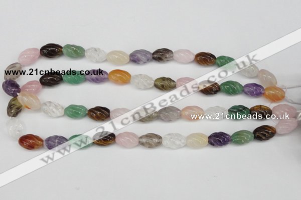 CFG52 15.5 inches 10*16mm carved rice mixed gemstone beads