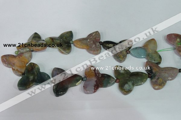 CFG522 15.5 inches 34*37mm carved flower Indian agate beads