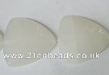 CFG525 15.5 inches 25*25mm carved triangle white jade beads