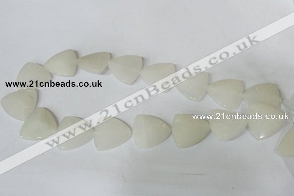 CFG525 15.5 inches 25*25mm carved triangle white jade beads