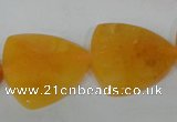 CFG527 15.5 inches 25*25mm carved triangle yellow aventurine beads