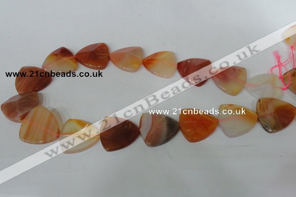 CFG528 15.5 inches 25*25mm carved triangle agate gemstone beads