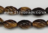 CFG53 15.5 inches 10*16mm carved rice yellow tiger eye gemstone beads