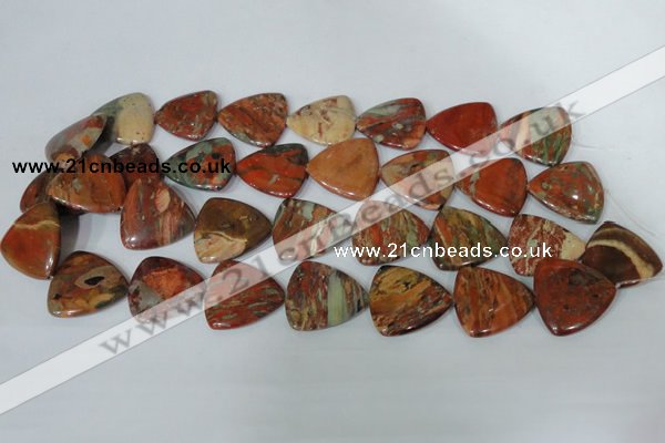 CFG533 15.5 inches 25*25mm carved triangle brecciated jasper beads