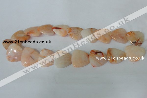 CFG536 15.5 inches 25*25mm carved triangle bamboo leaf agate beads