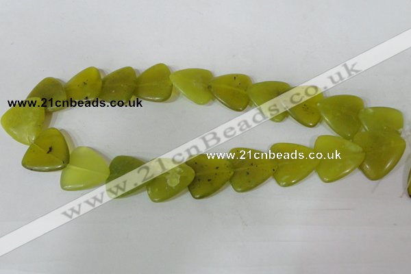 CFG537 15.5 inches 25*25mm carved triangle Korean jade beads