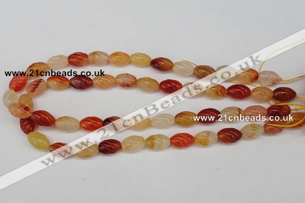 CFG54 15.5 inches 10*16mm carved rice agate gemstone beads