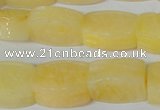 CFG547 15.5 inches 15*20mm carved brick yellow jade beads