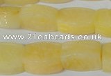 CFG547 15.5 inches 15*20mm carved brick yellow jade beads