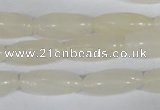 CFG551 15.5 inches 8*20mm carved rice white jade beads