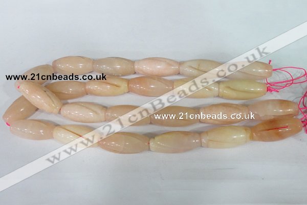 CFG555 15.5 inches 15*35mm carved rice pink aventurine beads