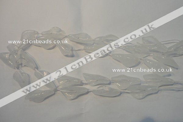 CFG559 15.5 inches 14*28mm carved trumpet flower white jade beads