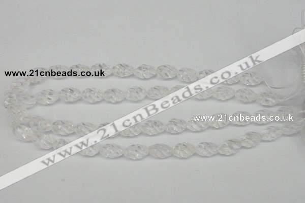 CFG56 15.5 inches 10*16mm carved rice white crystal gemstone beads