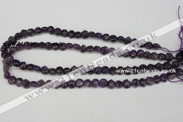 CFG59 15.5 inches 8*10mm carved pig-shaped amethyst gemstone beads