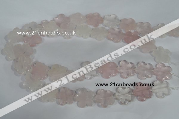 CFG652 15.5 inches 20mm carved flower rose quartz beads