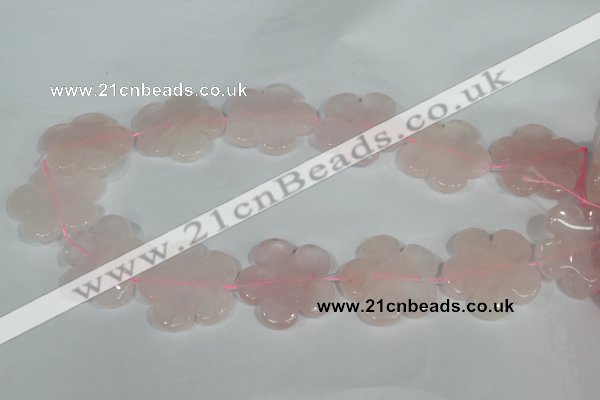 CFG653 15.5 inches 30mm carved flower rose quartz beads