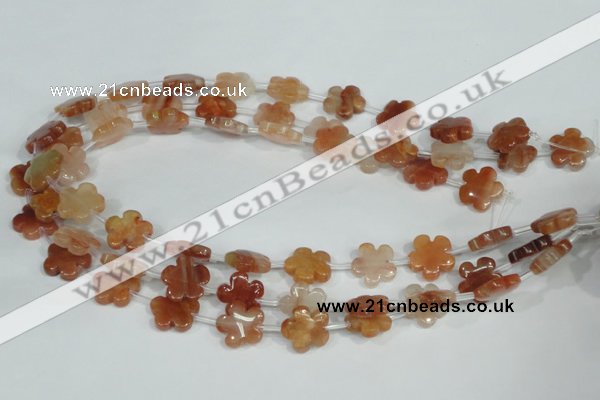 CFG654 15.5 inches 15mm carved flower red quartz beads