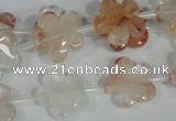 CFG657 15.5 inches 15mm carved flower pink quartz beads