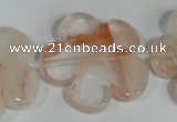 CFG659 15.5 inches 30mm carved flower pink quartz beads