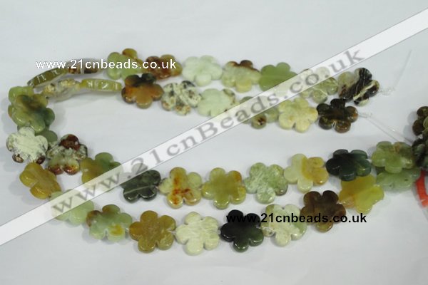 CFG664 15.5 inches 20mm carved flower flower jade beads