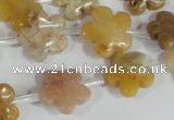 CFG672 15.5 inches 15mm carved flower agate gemstone beads