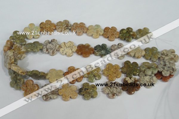 CFG673 15.5 inches 20mm carved flower agate gemstone beads