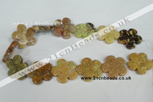 CFG674 15.5 inches 30mm carved flower agate gemstone beads