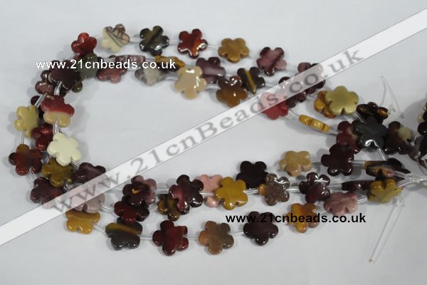 CFG684 15.5 inches 15mm carved flower mookaite gemstone beads