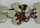 CFG689 15.5 inches 30mm carved flower artistic jasper beads