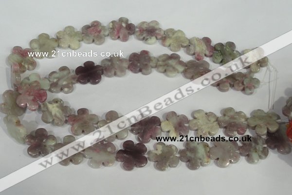 CFG691 15.5 inches 20mm carved flower lilac jasper beads