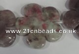 CFG692 15.5 inches 30mm carved flower lilac jasper beads