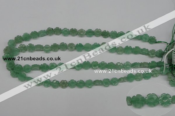 CFG70 15.5 inches 10mm carved flower green aventurine beads