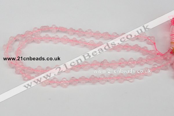 CFG72 15.5 inches 11*11mm carved flower rose quartz gemstone beads