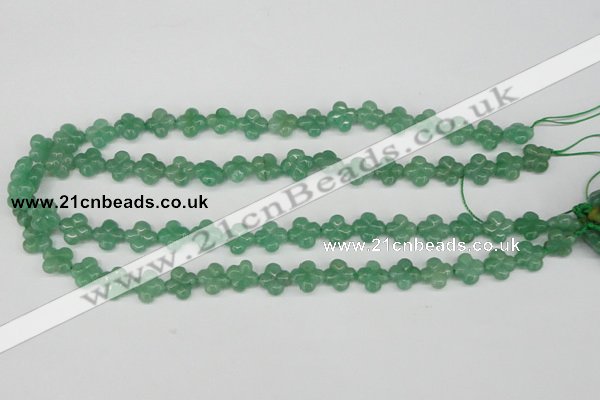 CFG74 15.5 inches 11*11mm carved flower green aventurine beads