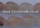 CFG750 15.5 inches 15*20mm carved teardrop natural pink quartz beads