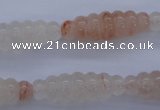 CFG752 15.5 inches 10*30mm carved rice natural pink quartz beads