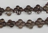 CFG76 15.5 inches 11*11mm carved flower smoky quartz beads