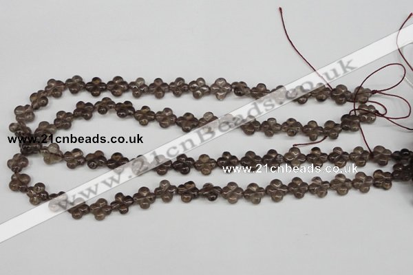 CFG76 15.5 inches 11*11mm carved flower smoky quartz beads