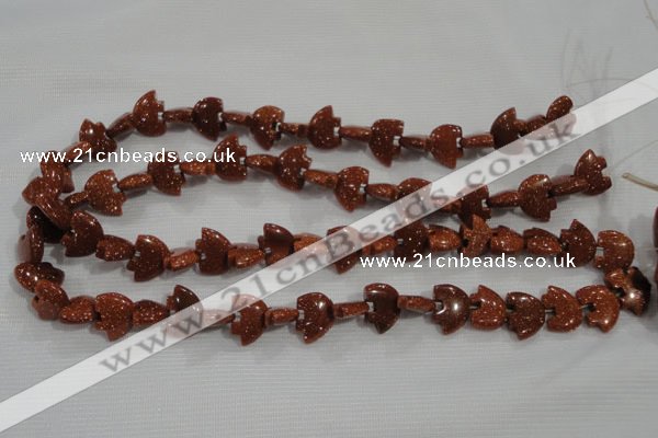 CFG768 15.5 inches 10*15mm carved animal goldstone gemstone beads