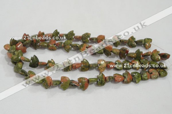 CFG770 15.5 inches 10*15mm carved animal unakite gemstone beads