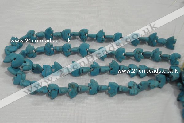 CFG773 15.5 inches 10*15mm carved animal synthetic turquoise beads