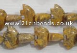 CFG775 15.5 inches 10*15mm carved animal leopard jasper beads