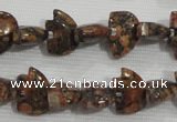 CFG776 15.5 inches 10*15mm carved animal leopard jasper beads