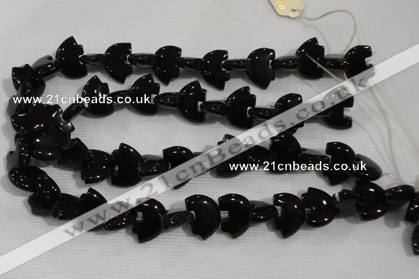 CFG791 12.5 inches 14*18mm carved animal black agate gemstone beads